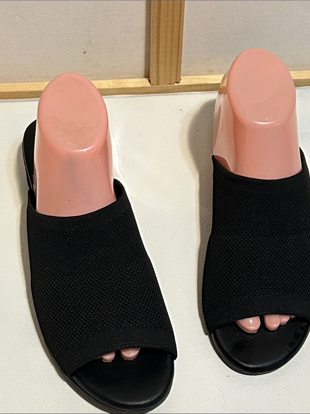 Black Knit Open-Toe Women’s Slide Sandals